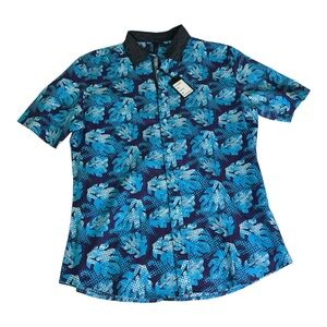 SMASH 100% Cotton Men's Blue Casual Button Up Shirt